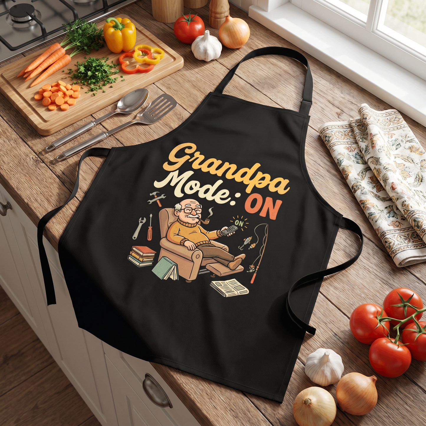 Grandpa Mode On Apron – Funny BBQ Grilling Apron Gift for Grandpa