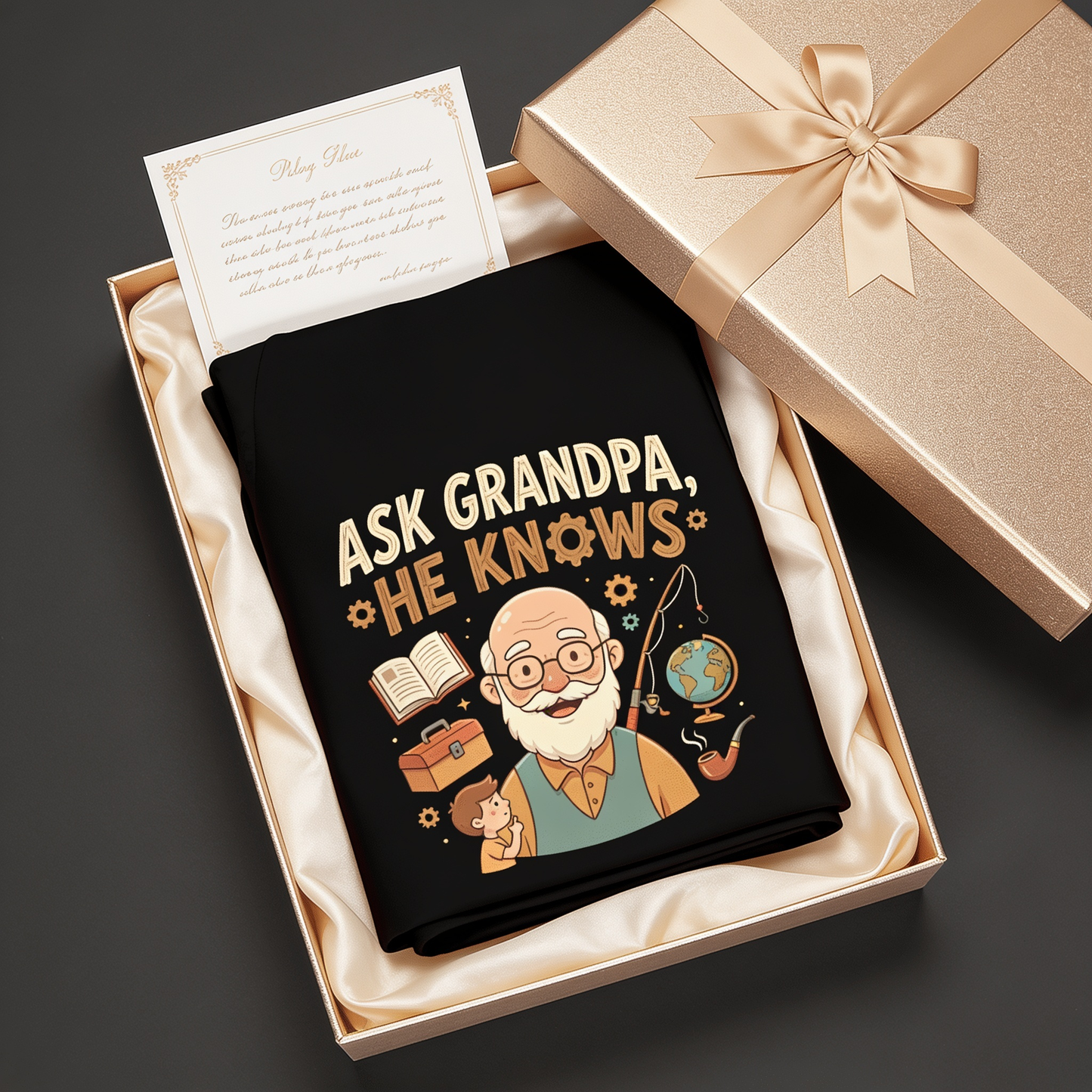 Ask Grandpa, He Knows Apron – Funny BBQ Grilling Apron Gift for Grandpa