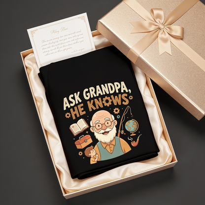 Ask Grandpa, He Knows Apron – Funny BBQ Grilling Apron Gift for Grandpa
