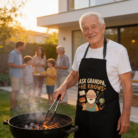 Ask Grandpa, He Knows Apron - Funny BBQ Grilling Apron Gift for Grandpa