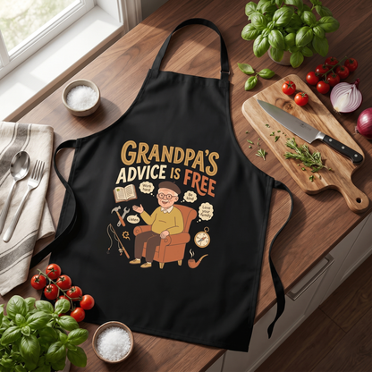 Grandpa's Advice Is Free Apron – Funny BBQ Grilling Apron Gift for Grandpa