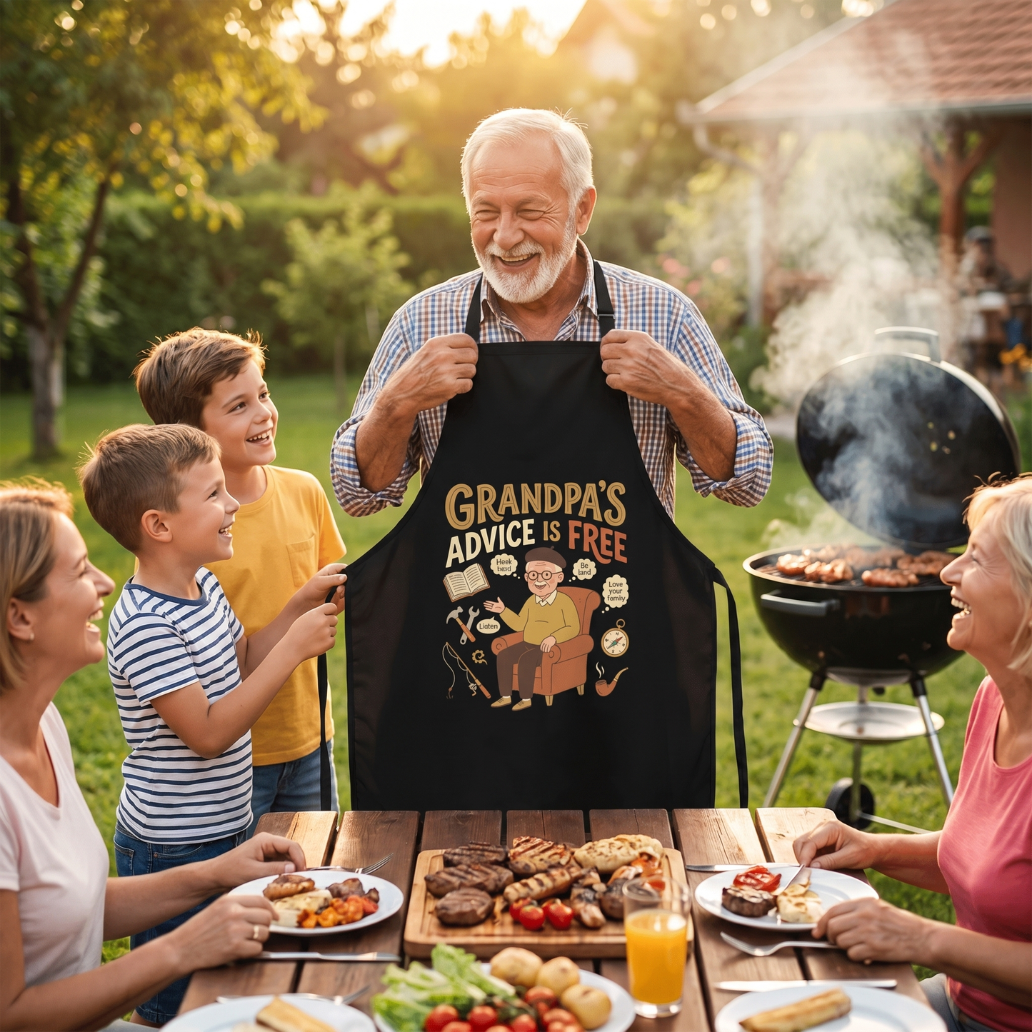 Grandpa's Advice Is Free Apron – Funny BBQ Grilling Apron Gift for Grandpa