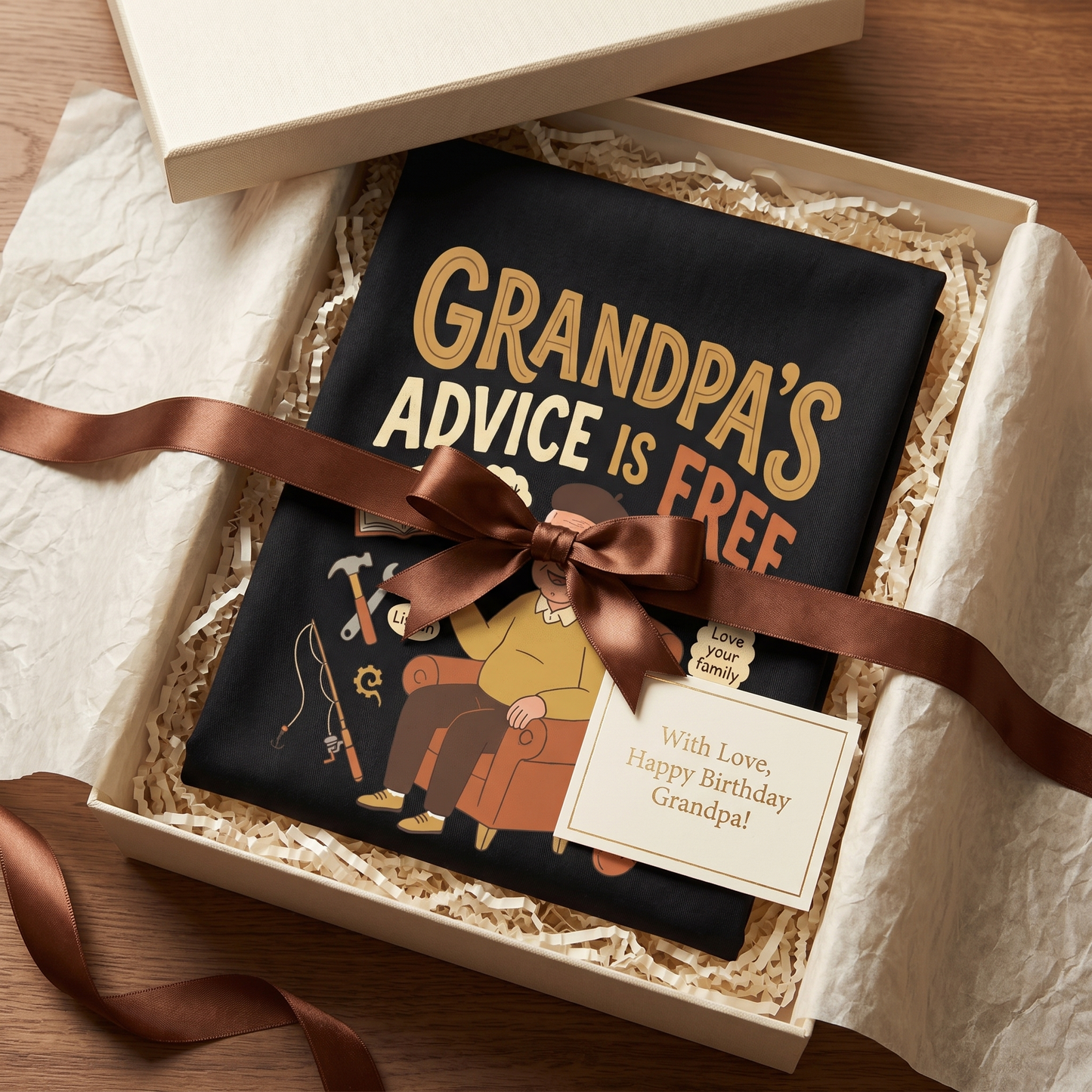 Grandpa's Advice Is Free Apron – Funny BBQ Grilling Apron Gift for Grandpa