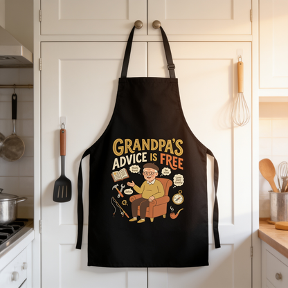 Grandpa's Advice Is Free Apron – Funny BBQ Grilling Apron Gift for Grandpa