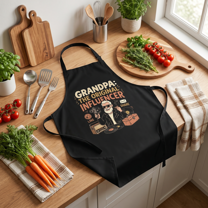 Grandpa The Original Influencer Apron – Funny BBQ Grilling Apron Gift for Grandpa