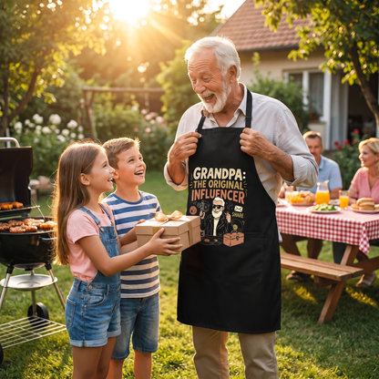 Grandpa The Original Influencer Apron – Funny BBQ Grilling Apron Gift for Grandpa