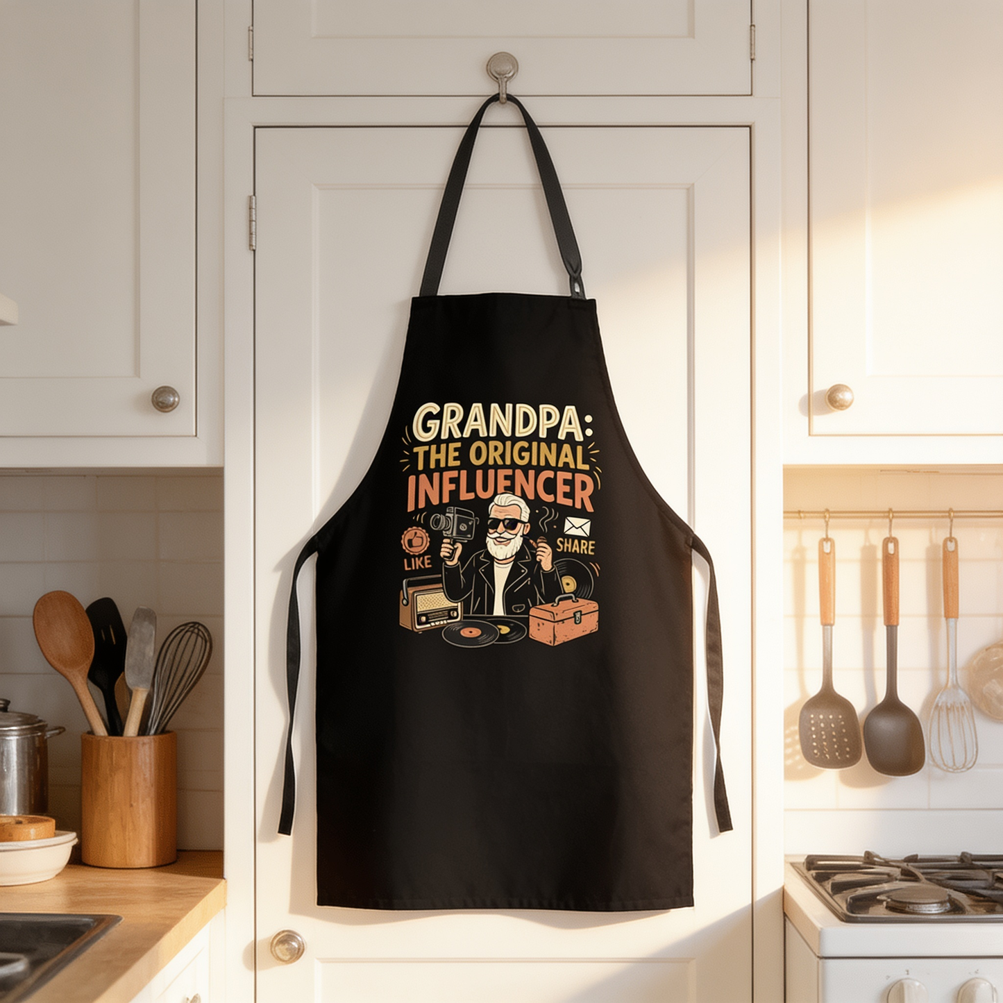 Grandpa The Original Influencer Apron – Funny BBQ Grilling Apron Gift for Grandpa