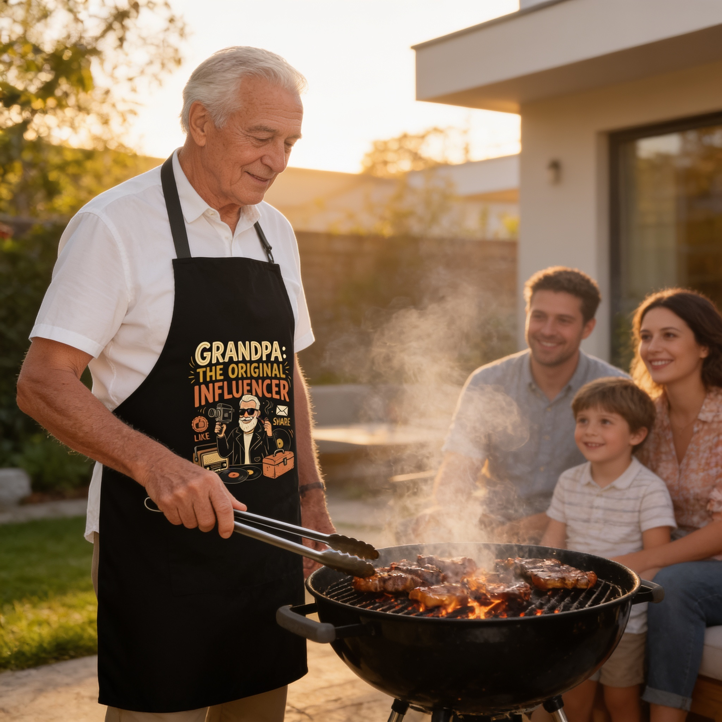Grandpa The Original Influencer Apron – Funny BBQ Grilling Apron Gift for Grandpa