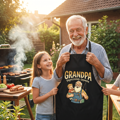 Professional Grandpa Apron – Funny BBQ Grilling Apron Gift for Grandpa