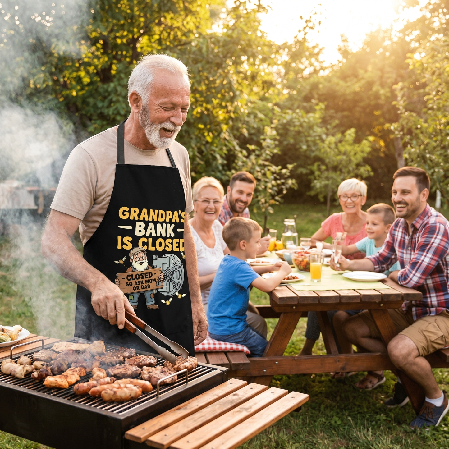 Grandpa's Bank Is Closed Apron – Funny Grandpa BBQ & Cooking Apron Gift