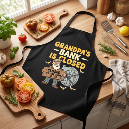 Grandpa's Bank Is Closed Apron – Funny Grandpa BBQ & Cooking Apron Gift