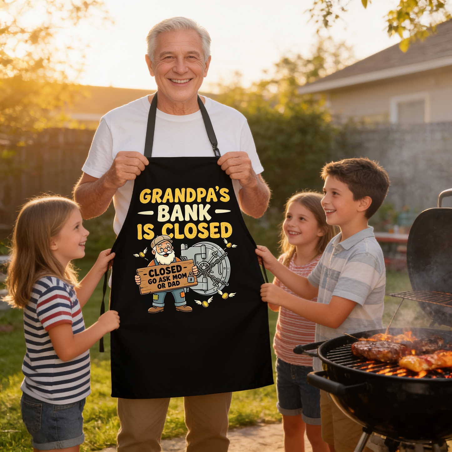 Grandpa's Bank Is Closed Apron – Funny Grandpa BBQ & Cooking Apron Gift