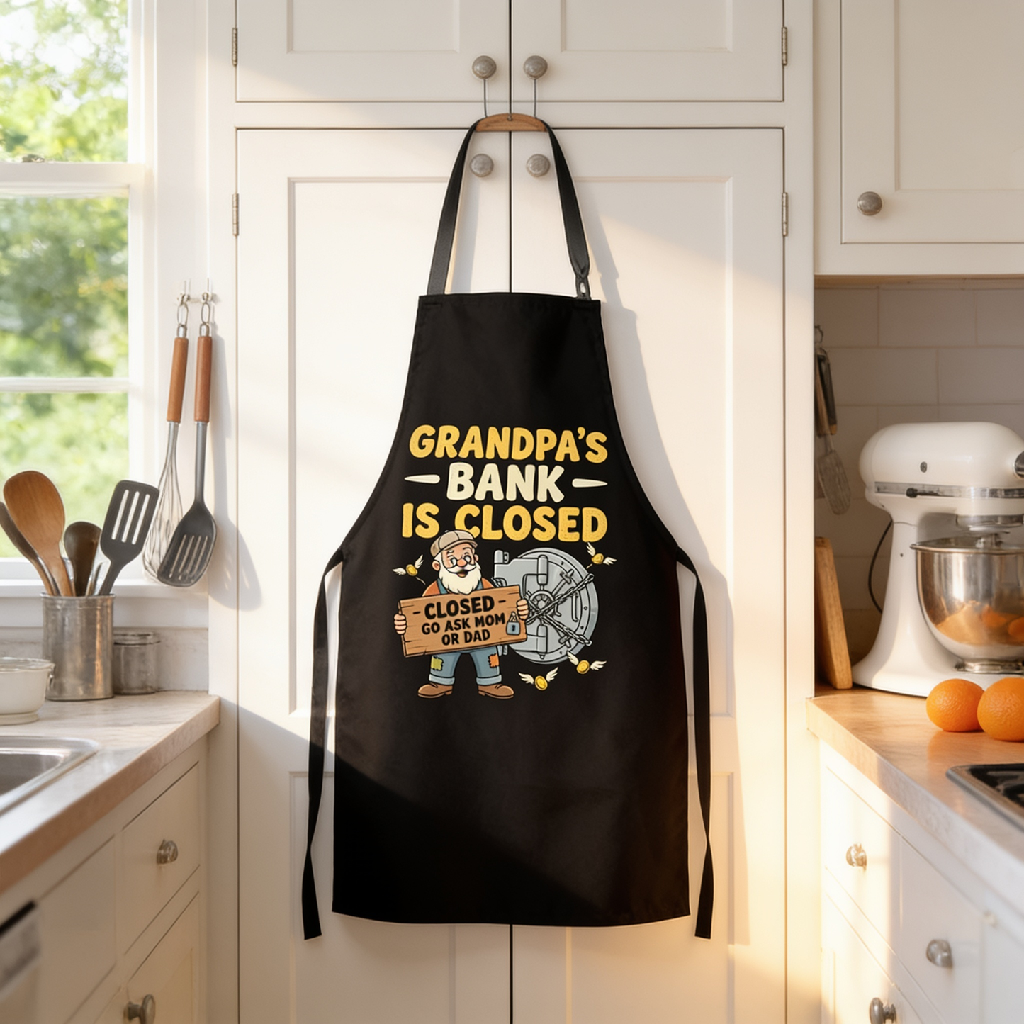 Grandpa's Bank Is Closed Apron – Funny Grandpa BBQ & Cooking Apron Gift