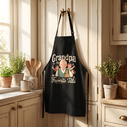 Grandpa Is My Favorite Title Apron – Heartwarming Grandpa BBQ & Cooking Apron Gift