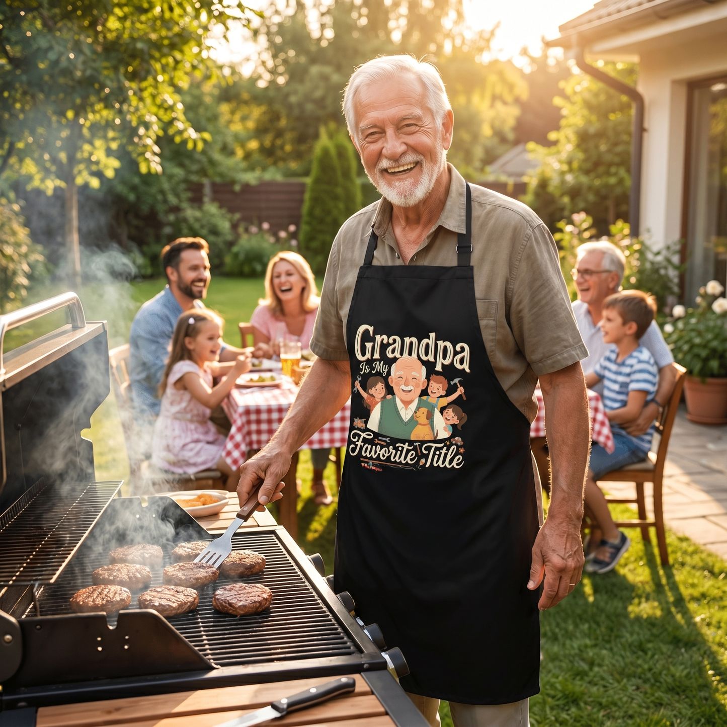 Grandpa Is My Favorite Title Apron – Heartwarming Grandpa BBQ & Cooking Apron Gift