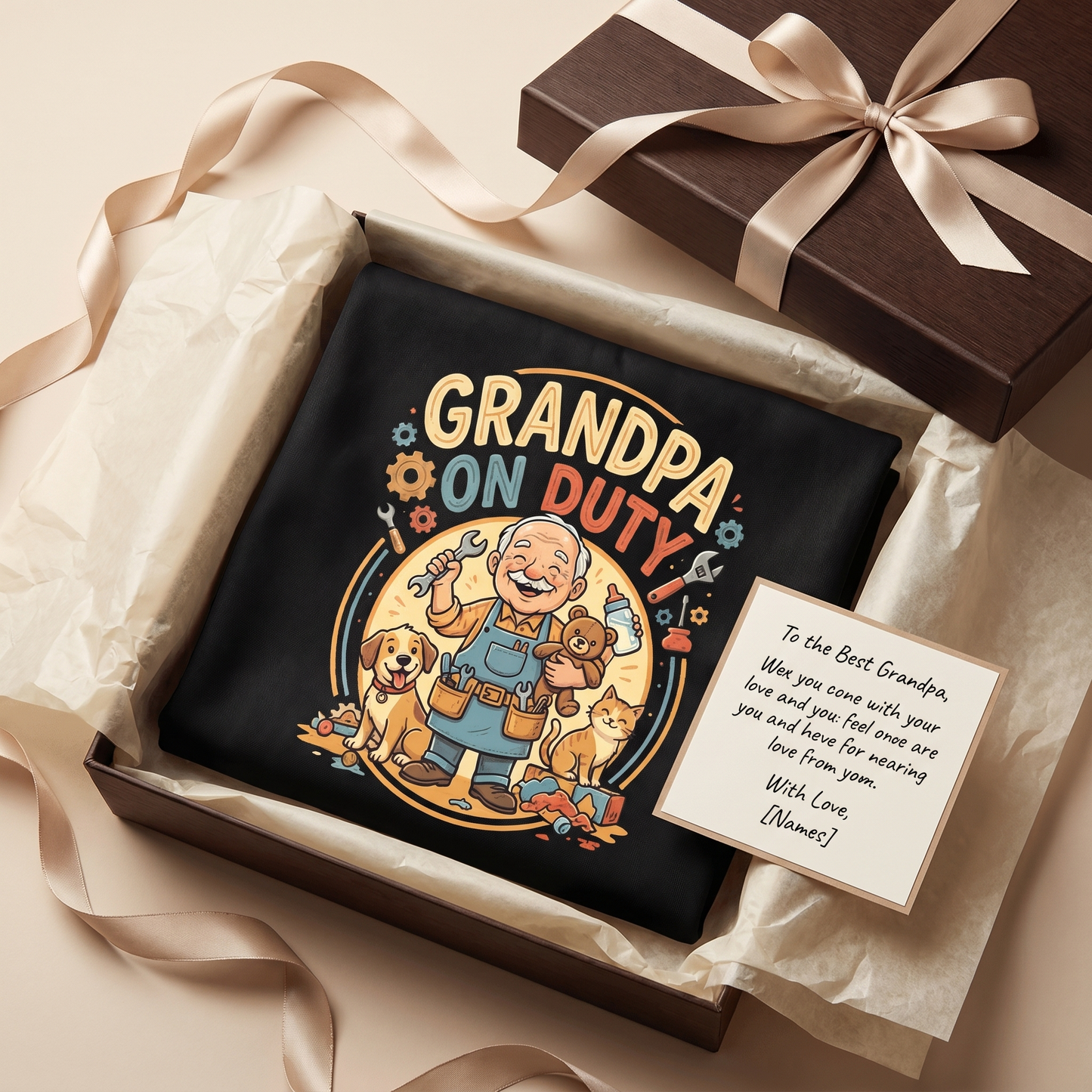 Grandpa On Duty Apron – Funny Grandpa BBQ & Cooking Apron Gift