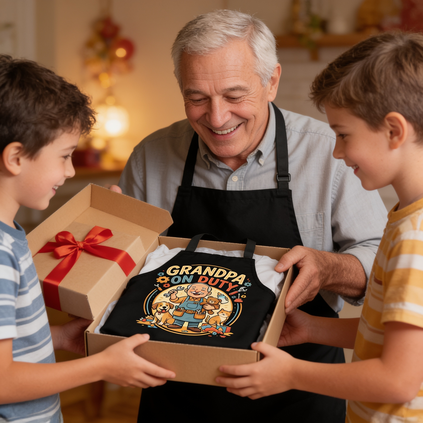 Grandpa On Duty Apron – Funny Grandpa BBQ & Cooking Apron Gift