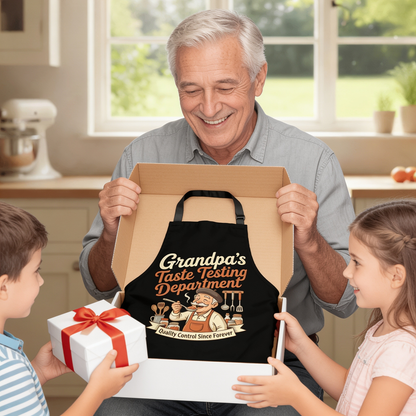 Grandpa's Taste Testing Department Apron – Funny BBQ & Cooking Apron Gift for Grandpa