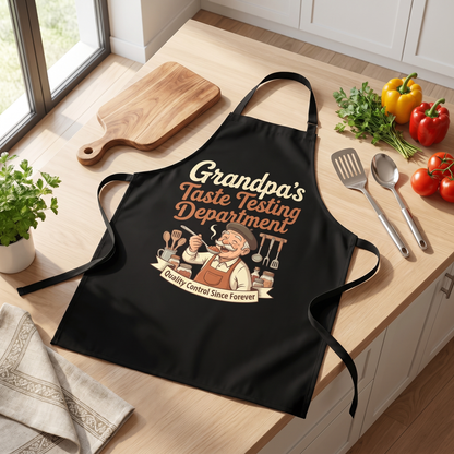 Grandpa's Taste Testing Department Apron – Funny BBQ & Cooking Apron Gift for Grandpa