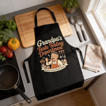Grandpa's Taste Testing Department Apron – Funny BBQ & Cooking Apron Gift for Grandpa