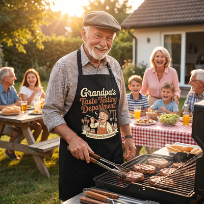 Grandpa's Taste Testing Department Apron – Funny BBQ & Cooking Apron Gift for Grandpa