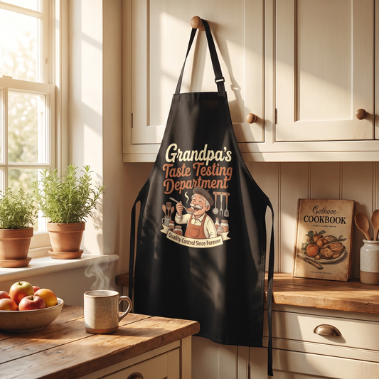 Grandpa's Taste Testing Department Apron - Funny BBQ & Cooking Apron Gift for Grandpa