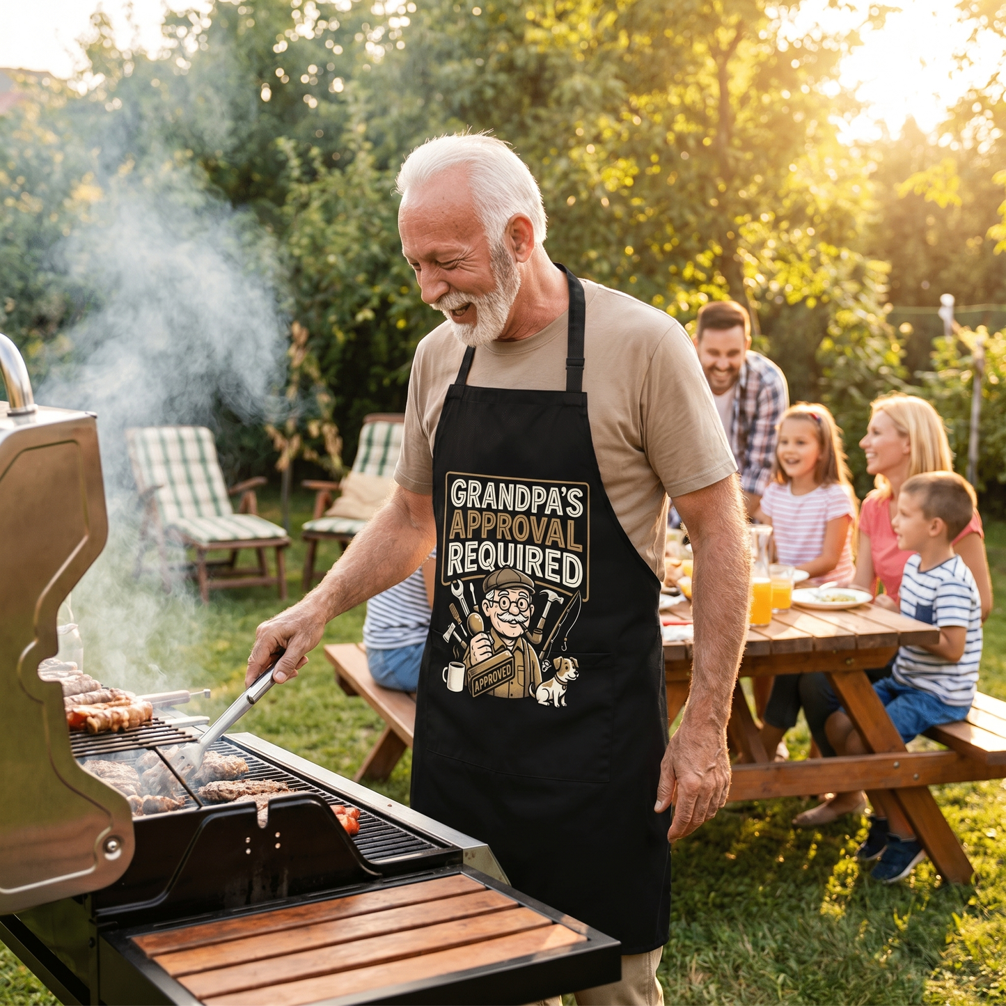 Grandpa Approval Required Apron – Funny BBQ & Cooking Apron Gift for Grandpa