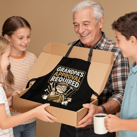 Grandpa Approval Required Apron - Funny BBQ & Cooking Apron Gift for Grandpa