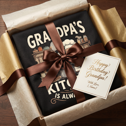 Grandpa's Kitchen Is Always Open Apron – Funny Cooking & BBQ Apron Gift for Grandpa