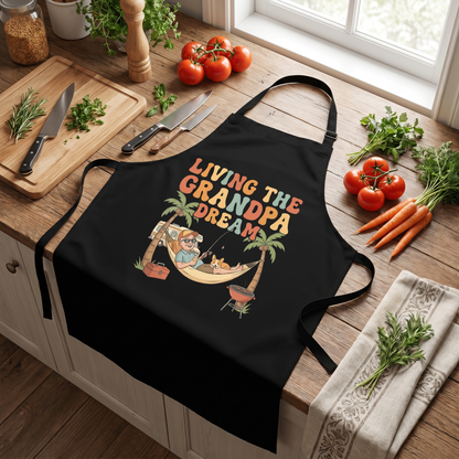 Living the Grandpa Dream Apron – Funny Grandpa BBQ & Cooking Apron Gift