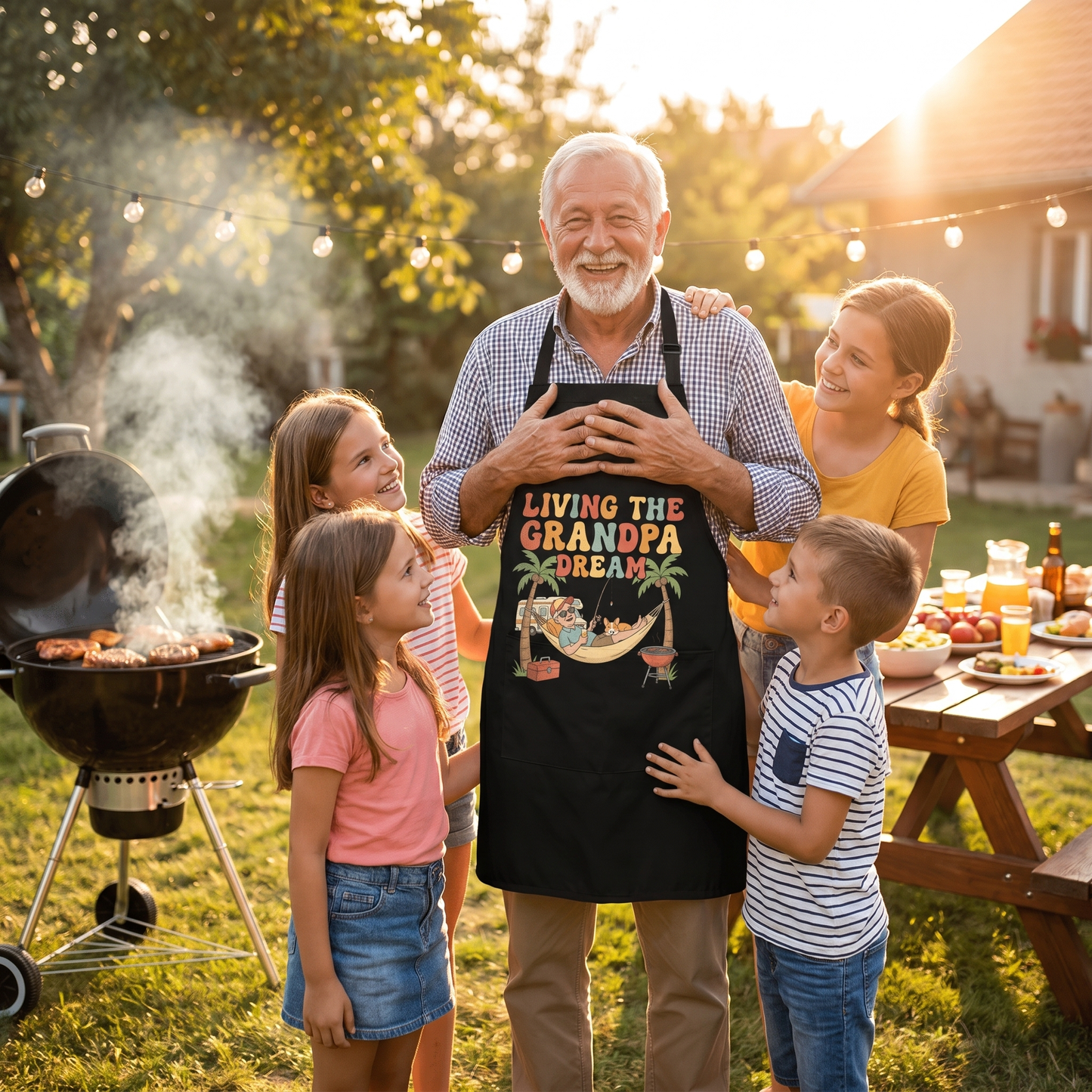 Living the Grandpa Dream Apron – Funny Grandpa BBQ & Cooking Apron Gift