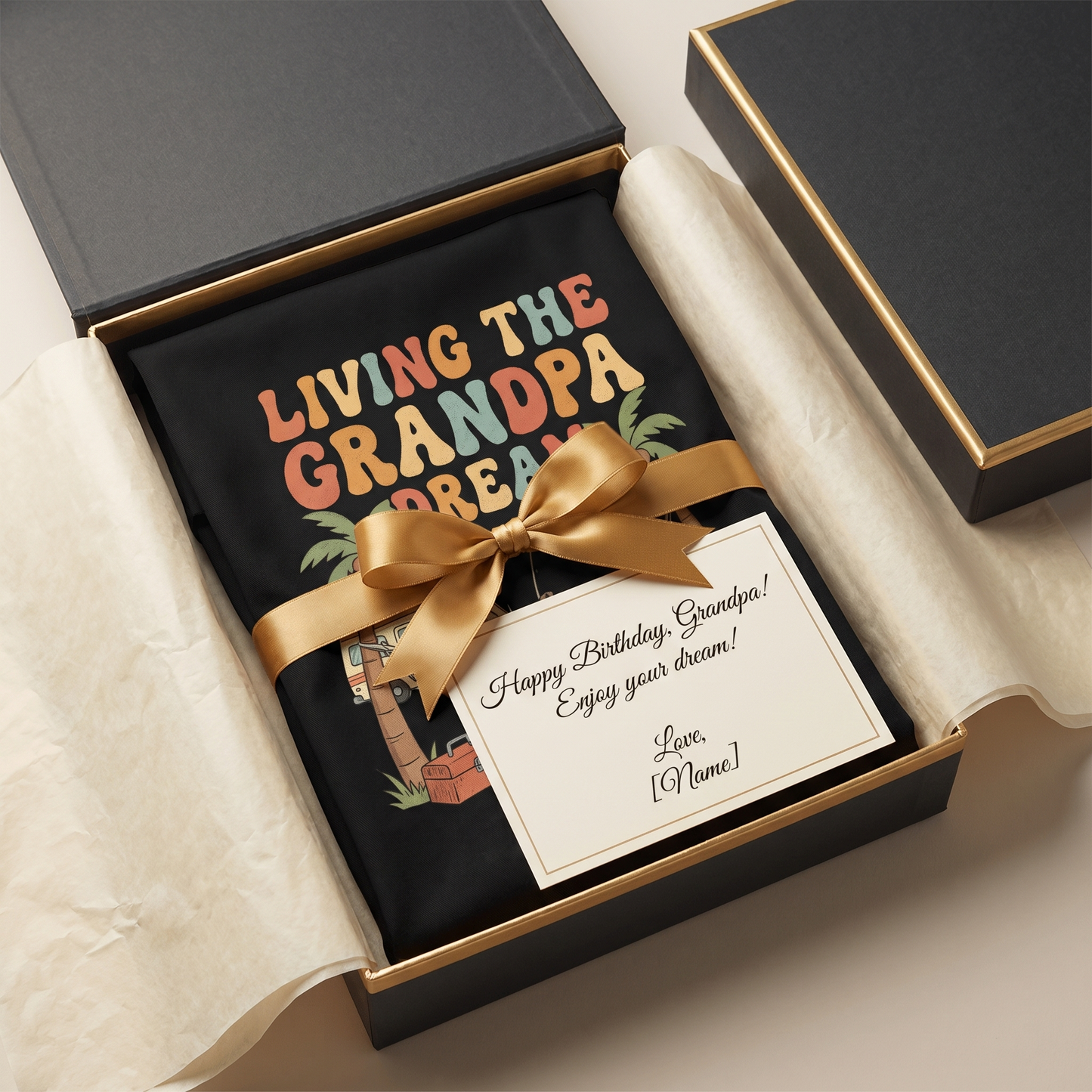 Living the Grandpa Dream Apron – Funny Grandpa BBQ & Cooking Apron Gift
