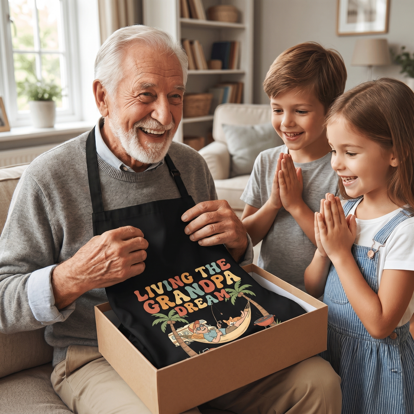 Living the Grandpa Dream Apron – Funny Grandpa BBQ & Cooking Apron Gift
