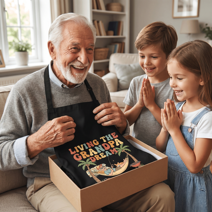 Living the Grandpa Dream Apron – Funny Grandpa BBQ & Cooking Apron Gift