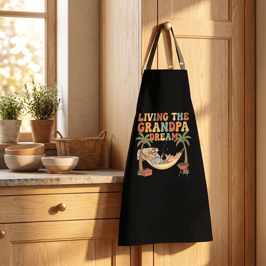 Living the Grandpa Dream Apron - Funny Grandpa BBQ & Cooking Apron Gift