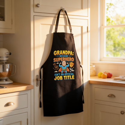 Grandpa Because Superhero Isn't an Official Job Title Apron – Funny Grandpa BBQ & Cooking Apron Gift