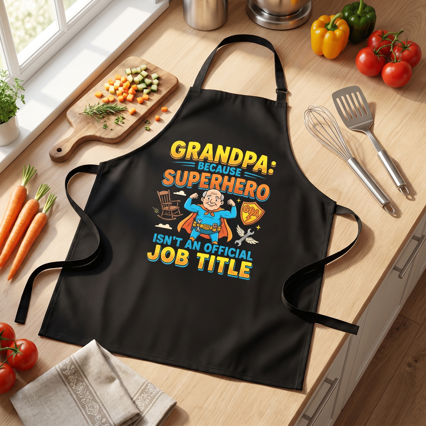 Grandpa Because Superhero Isn't an Official Job Title Apron – Funny Grandpa BBQ & Cooking Apron Gift