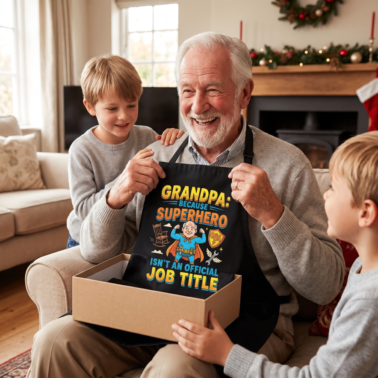 Grandpa Because Superhero Isn't an Official Job Title Apron – Funny Grandpa BBQ & Cooking Apron Gift