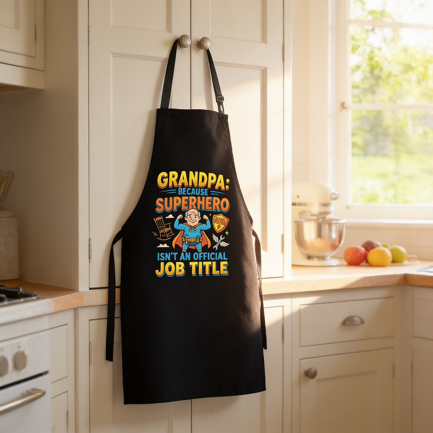 Grandpa Because Superhero Isn't an Official Job Title Apron – Funny Grandpa BBQ & Cooking Apron Gift