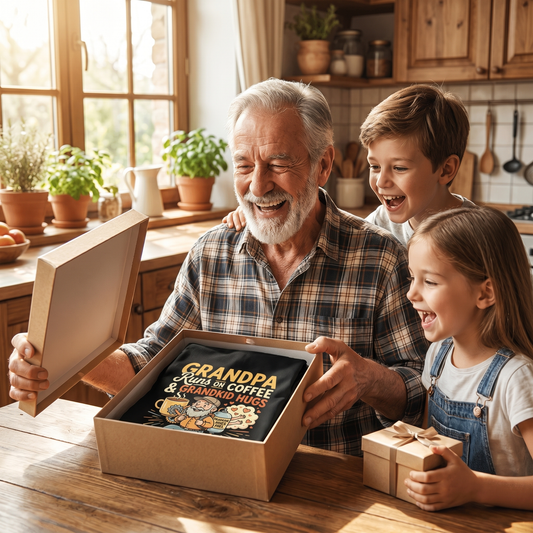 Grandpa Runs on Coffee and Grandkid Hugs Apron - Funny Grandpa BBQ & Cooking Apron Gift