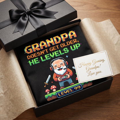 Grandpa Doesn't Get Older He Levels Up Apron – Funny Grandpa BBQ & Cooking Apron Gift