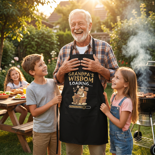 Grandpa's Wisdom Loading Apron - Funny Grandpa BBQ & Cooking Apron Gift