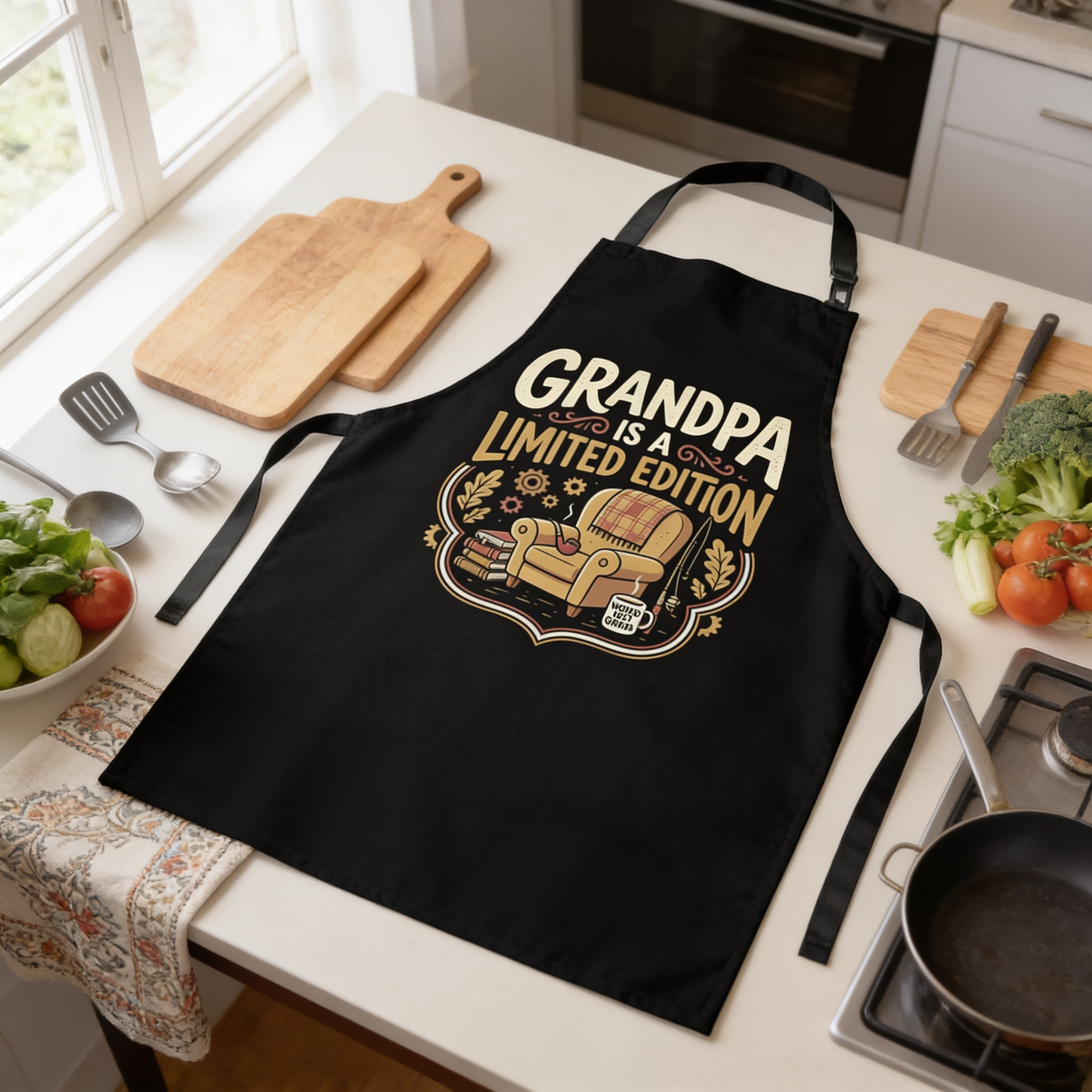 Grandpa Is a Limited Edition Apron – Funny Grandpa BBQ & Cooking Apron Gift