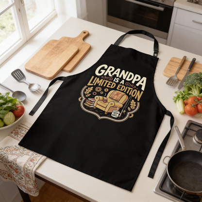 Grandpa Is a Limited Edition Apron – Funny Grandpa BBQ & Cooking Apron Gift