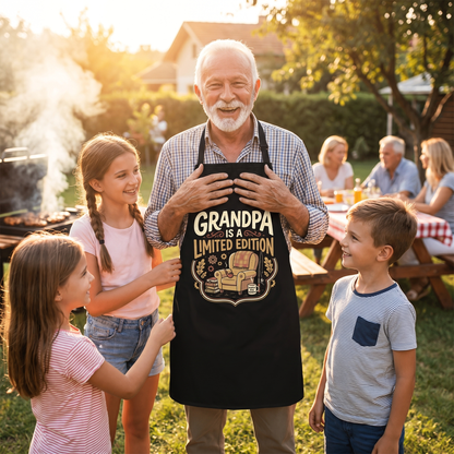 Grandpa Is a Limited Edition Apron – Funny Grandpa BBQ & Cooking Apron Gift