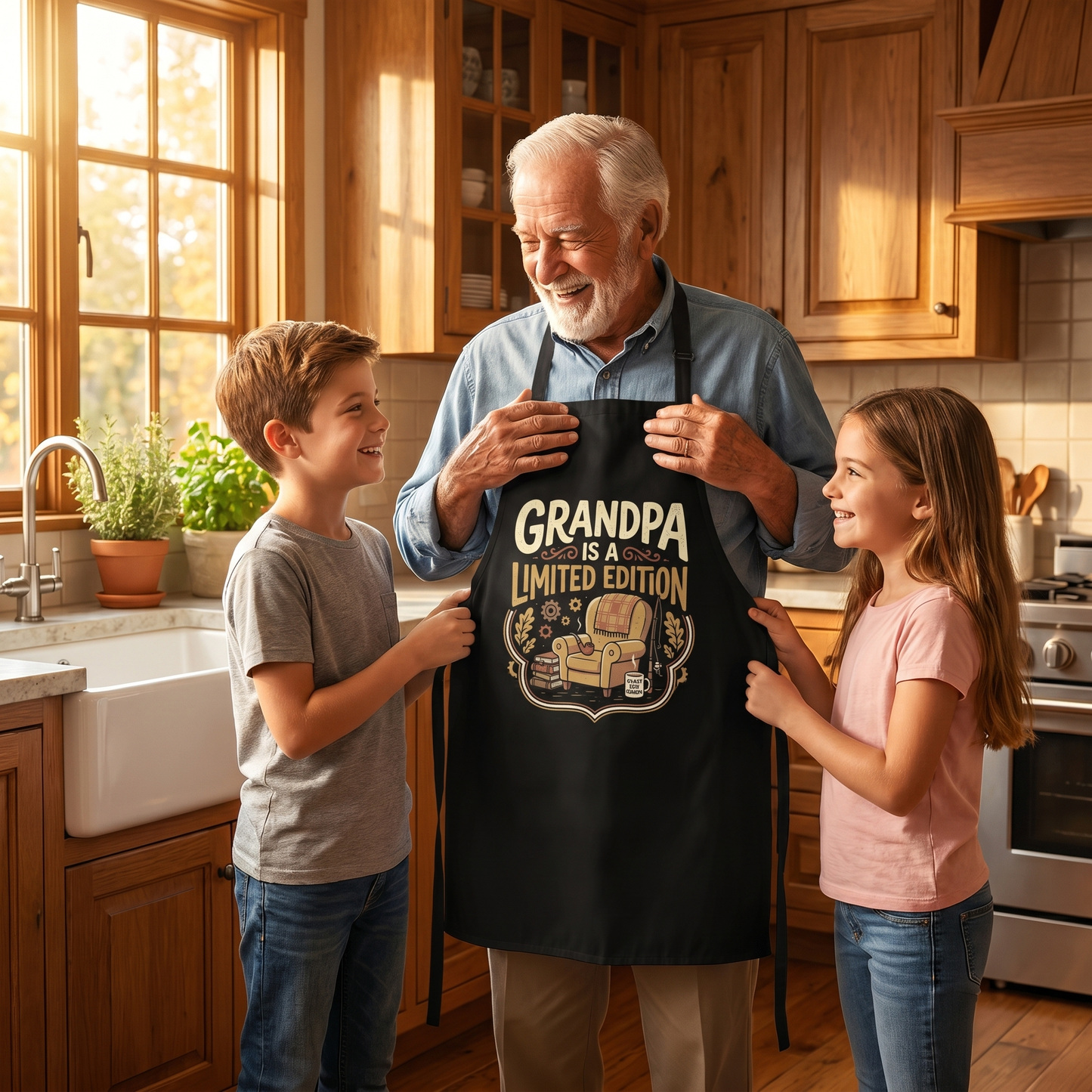 Grandpa Is a Limited Edition Apron – Funny Grandpa BBQ & Cooking Apron Gift