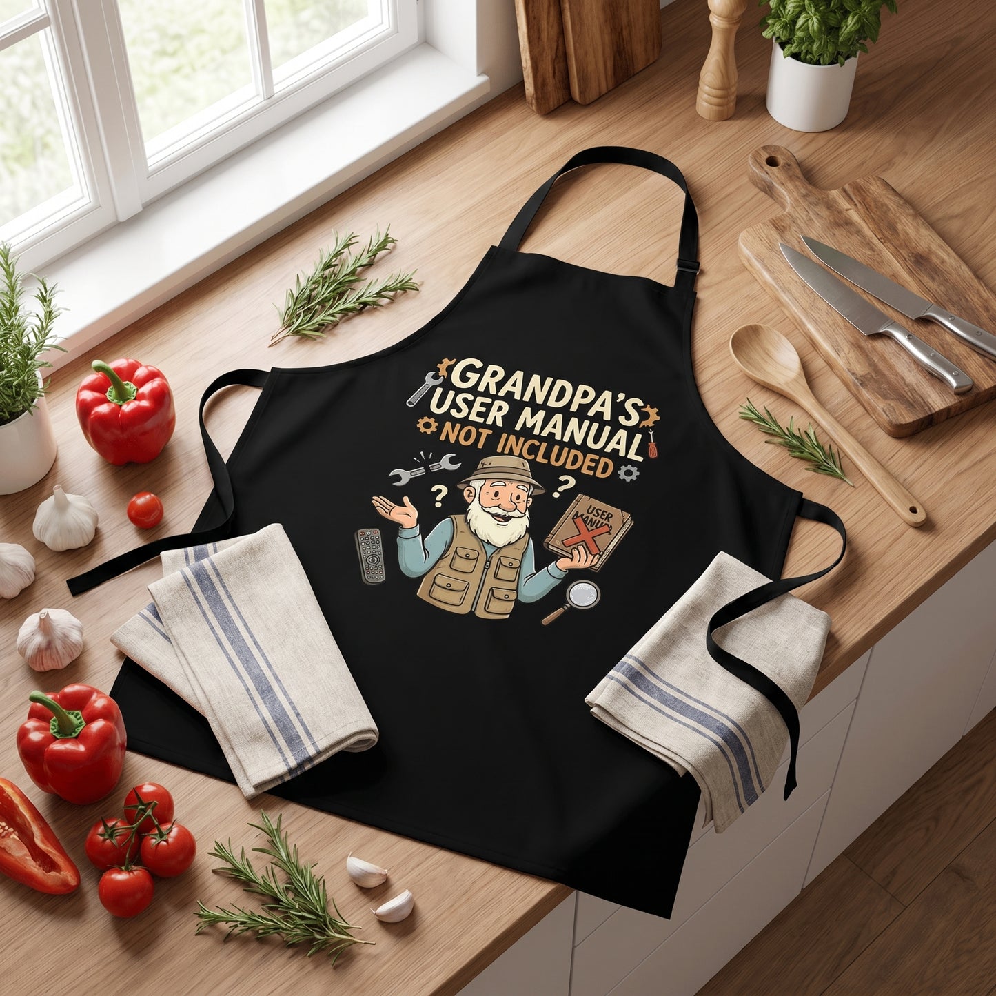 Grandpa's User Manual Not Included Apron – Funny Grandpa BBQ & Cooking Apron Gift