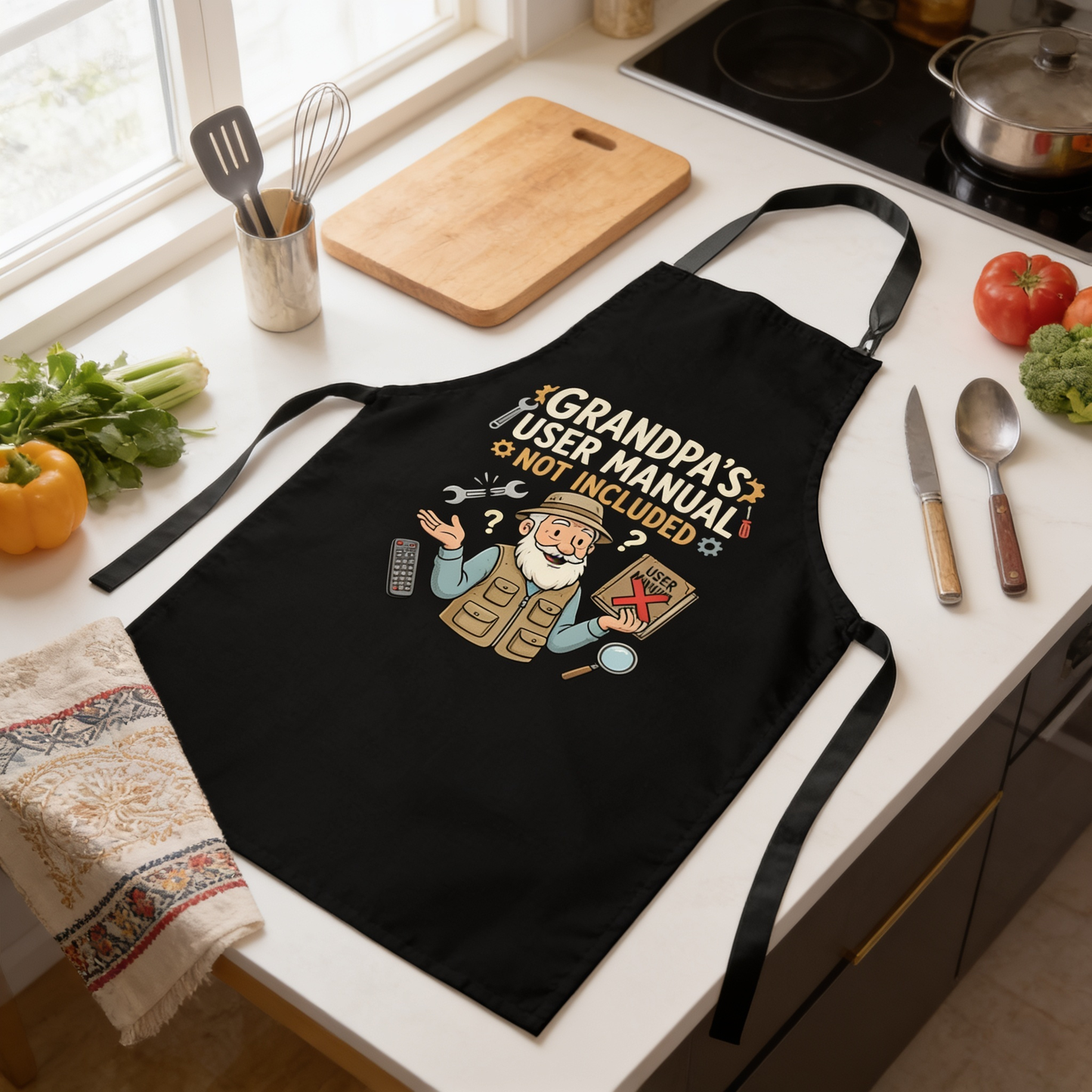 Grandpa's User Manual Not Included Apron – Funny Grandpa BBQ & Cooking Apron Gift
