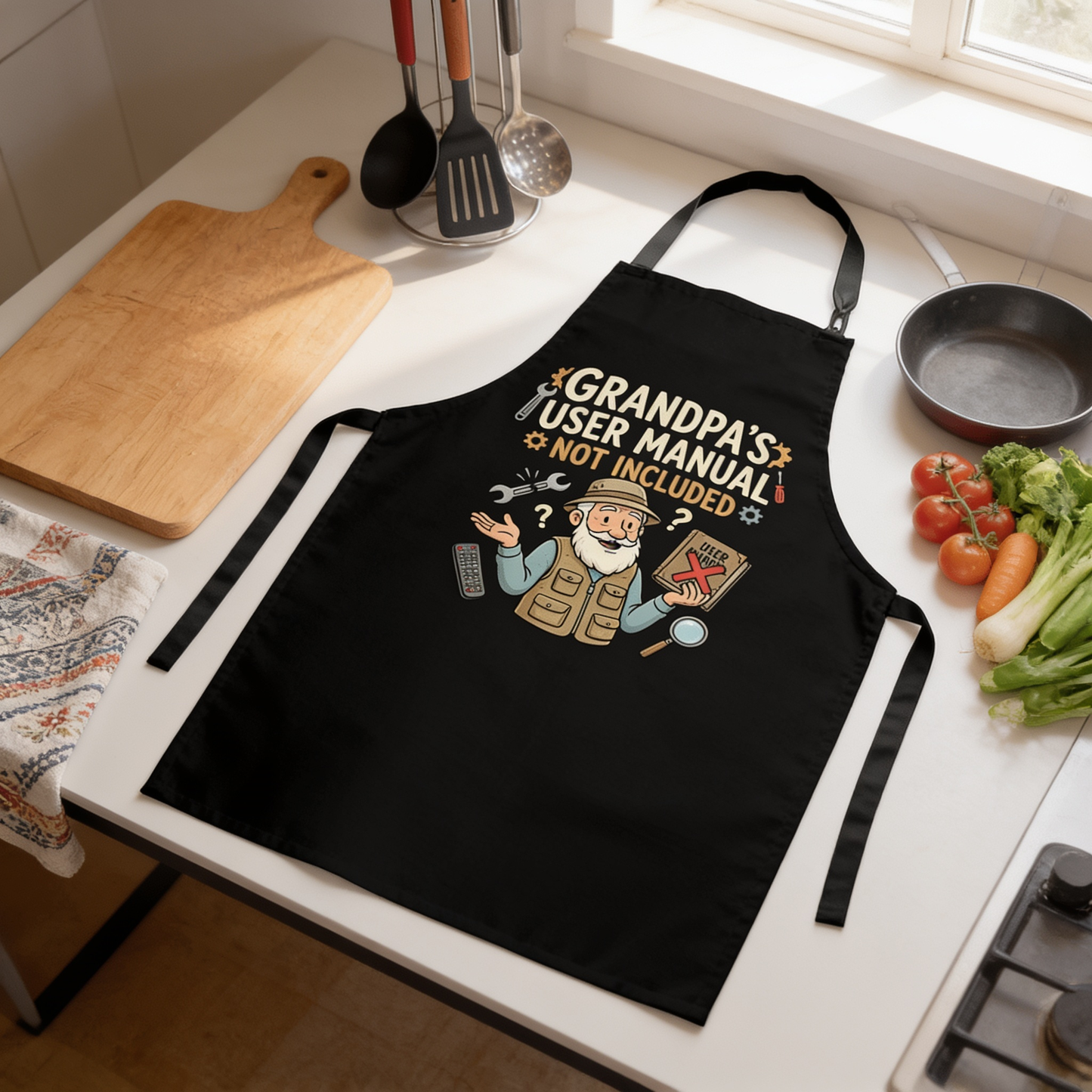 Grandpa's User Manual Not Included Apron – Funny Grandpa BBQ & Cooking Apron Gift