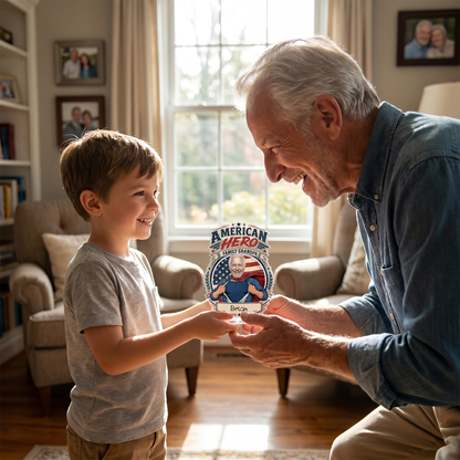 American Hero Grandpa Acrylic Plaque – Personalized Photo Gift for Grandpa
